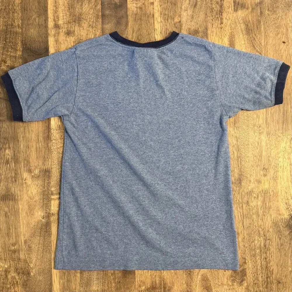VTG Y2K Mickey Mouse Ringer T-Shirt Distressed Walt Disney World Kids Blue Small